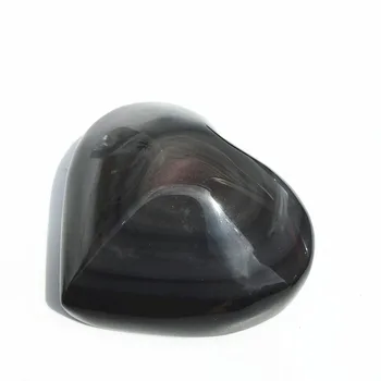 

Beautiful natural Rainbow obsidian Stone carved Hearts for decoration