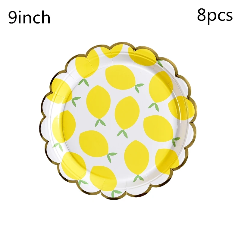 

Diposable Tableware Sets New Fruit Paper Plates Cups Napkins Table Centerpieces Lemon Pattern Event Party Supplies Table Set