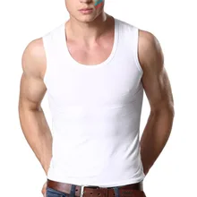 Новые мужские широкие круглый воротник стрейч хлопок жилет майка без руковов, белье 6905