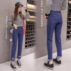 2019 Джинсы бойфренда для женщин плюс размер высокая талия винтажные джинсы облегающие синие джинсы Feminino 5XL Nine Point джинсы женские