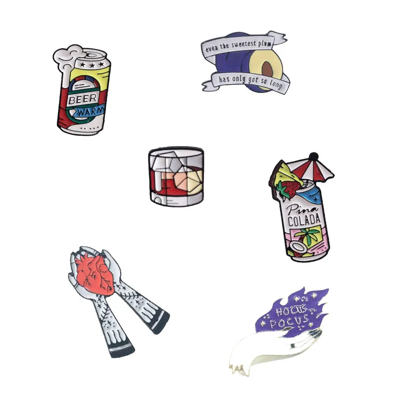 

New finger heart purple kiwi cola can brooch fun cartoon food fruit badge jewelry fashion denim clothing backpack pendant jewelr