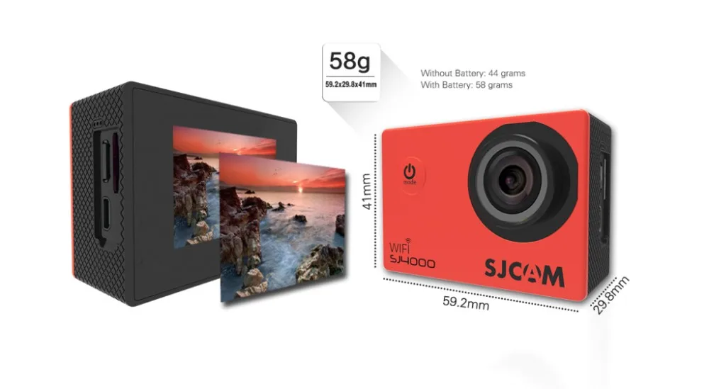 SJCAM SJ4000 Wi-Fi 2 дюйма ЖК-дисплей Экран Интерфейс Спорт действий Камера+ дополнительная 1 шт. Батарея+ Батарея зарядное устройство