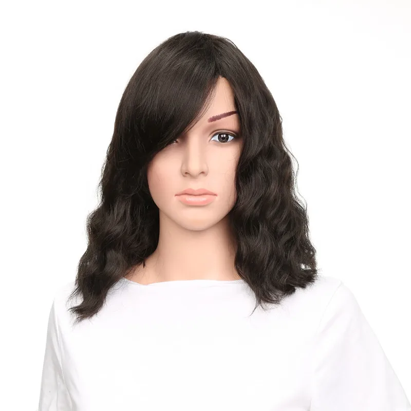 

Women Fashion Short Curly Side Fringe Lace Front Full Wig Human Hair Corn Wave Wig Glueless Lace Front Synthetic Hair Wigs