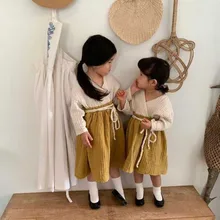 Платье для маленьких девочек в японском и корейском стиле льняное платье с оборками платье с длинными рукавами для маленьких девочек брендовая хлопковая осенняя одежда принцессы