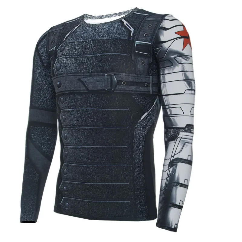 2016 Movie Captain America 3 T-shirts Cosplay Winter Soilder T-Shirts Costume Bucky Barnes T-Shirts Cosplay Party Halloween3