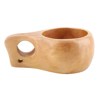 

Wooden Tea Coffee Cup Portable Outdoor Natural Wood Drinks Drinking Mug With Water Drinking Handle Office Gift Decor Single Hole