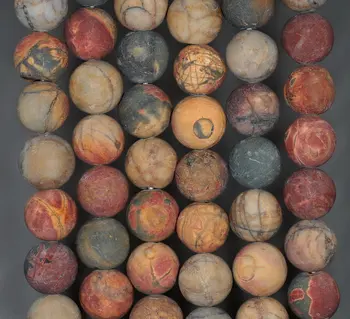

12mm Picasso Jasper Gemstone Matte Brown Round Loose Beads 7.5 inch Half Strand (90185344-879)