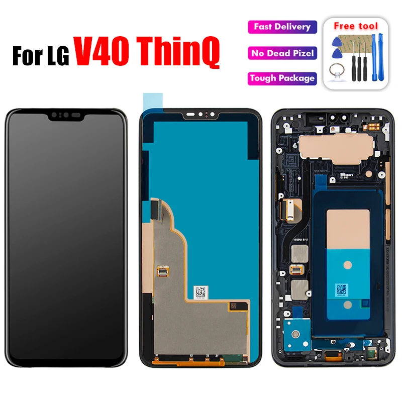 

High Quality 6.4'' For LG V40 Thinq LCD Digitizer Touch Screen Panel Assembly With Frame + Free Tools