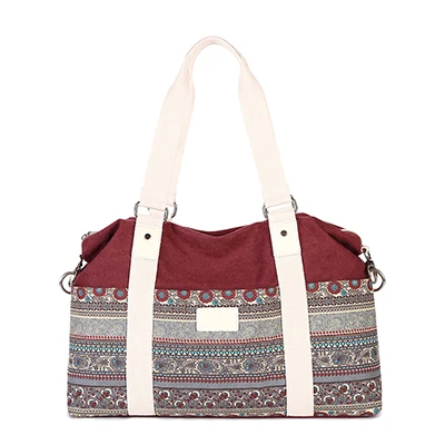 Винтажные женские сумки-мессенджеры, сумки-тоут Bolsa Feminina, холщовая ручная сумка с принтом, сумки через плечо для путешествий, Bolsos Mujer - Цвет: Бургундия