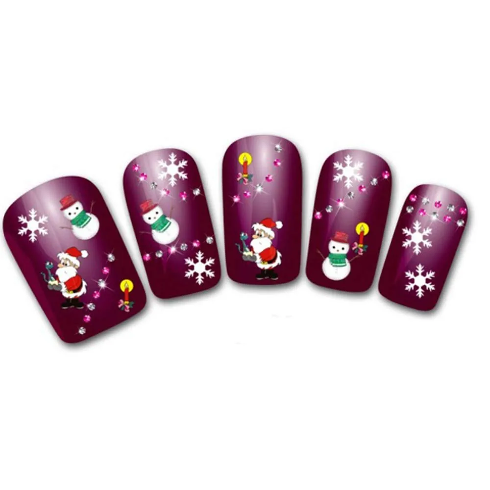 Sliders For Nail Art Decorations Women's Christmas 3d Nail Decals Water Transfer Stickers For Nails Finger Nagels Spulletjes#y2