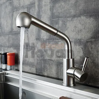 

Kitchen high quality 304# stainless steel material basin mixer faucet rotation and pull out function kitchen mixer
