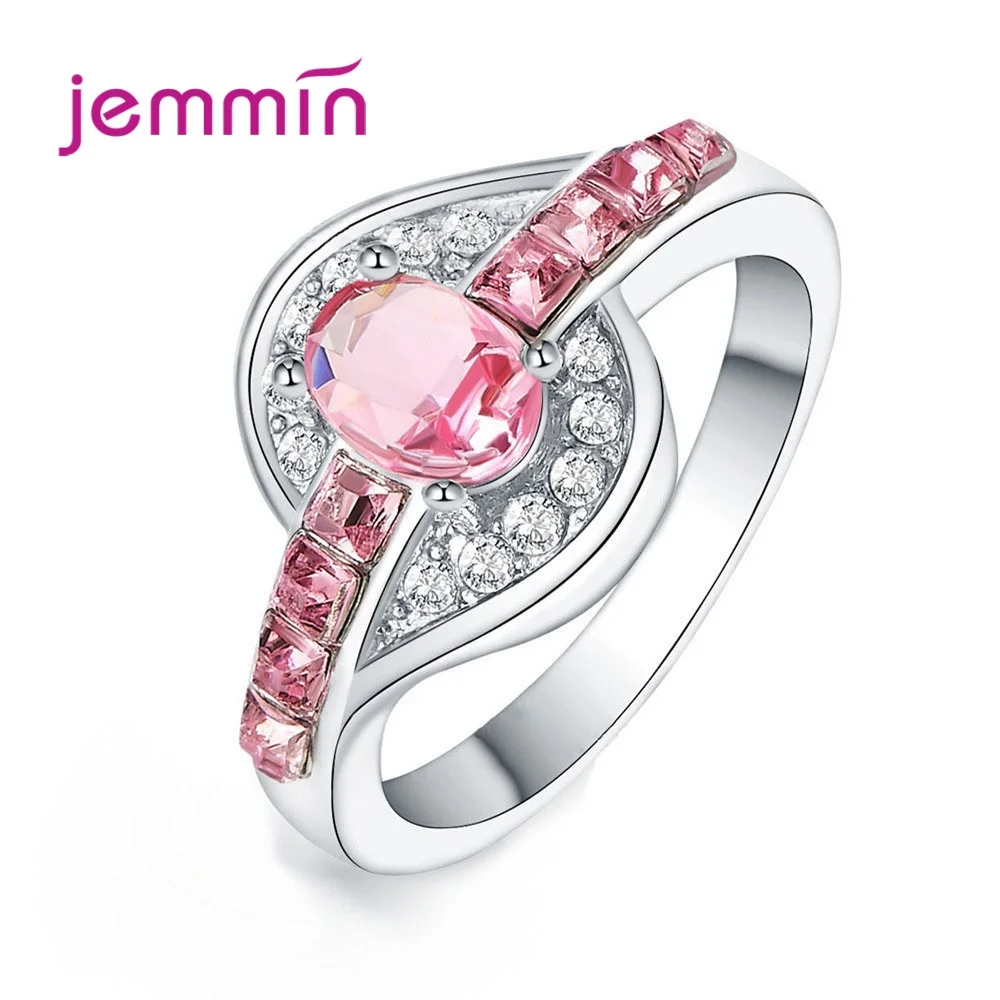 

New Fashion Jewelry 925 Sterling Silver Ring Classic Style CZ Crystal Prong Setting Women Girls Anniversary Engagement