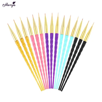 

Monja 3Pcs/Set Nail Art Screw Thread Handle Flower Pattern Design Drawing Brush Stripes Liner Lines Painting Pen Manicure Tools