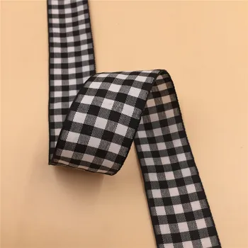 

10yards Lot 32mm Wide Classical Black/white Checked Tartan Plaid Ribbon Ribbon Diy Hair Bow Material