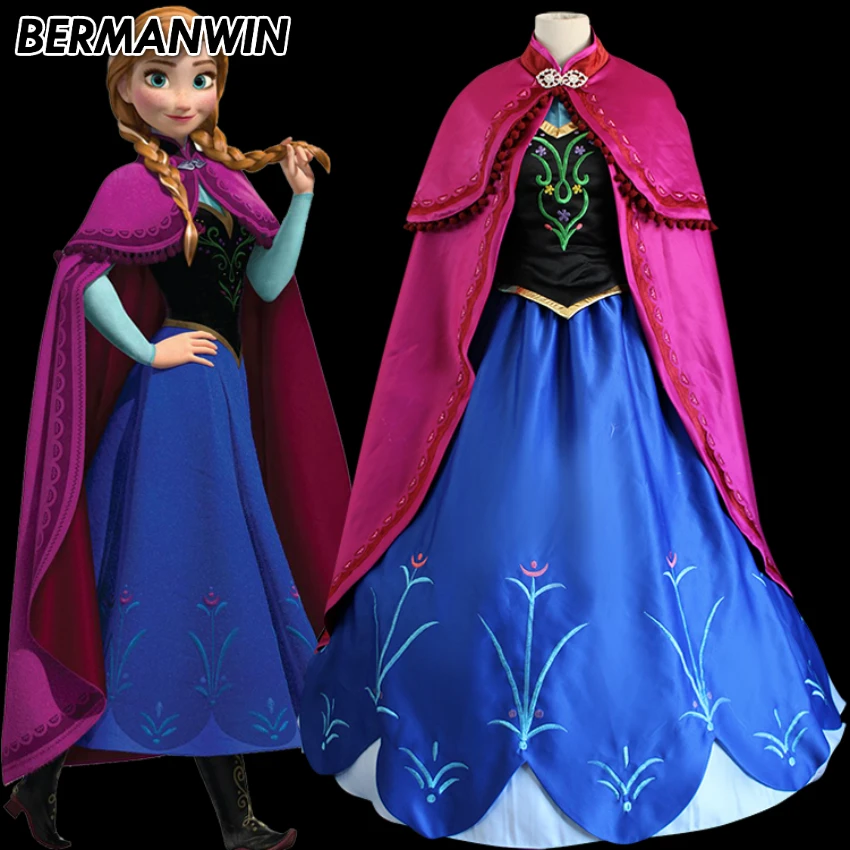 BERMANWIN High Quality Halloween costumes for women princess Anna snow ...