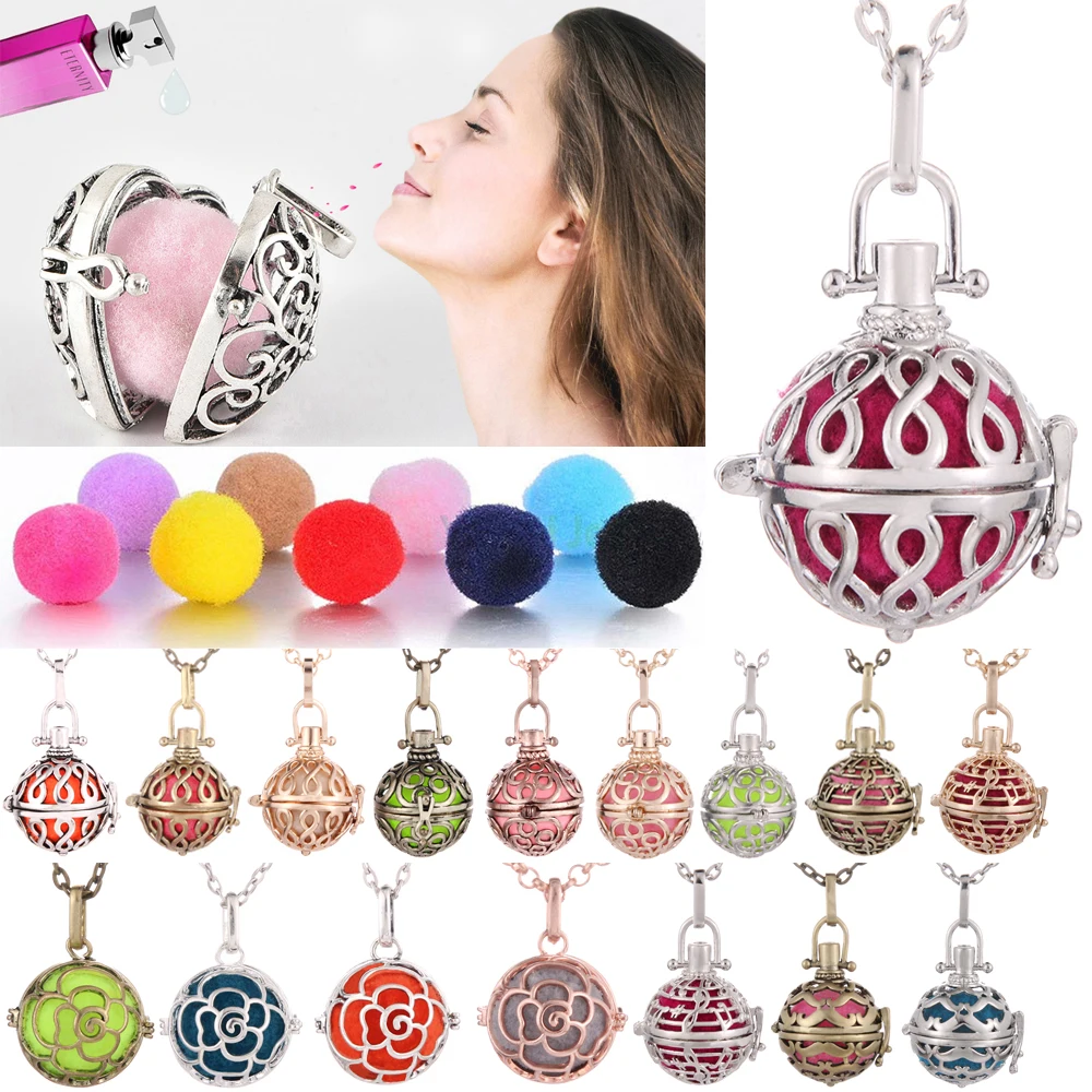 

High Quality Volcanic stone Aromatherapy Diffuser Necklace Pendant Perfume Essential Aromatherapy Lava stone Necklace Cages
