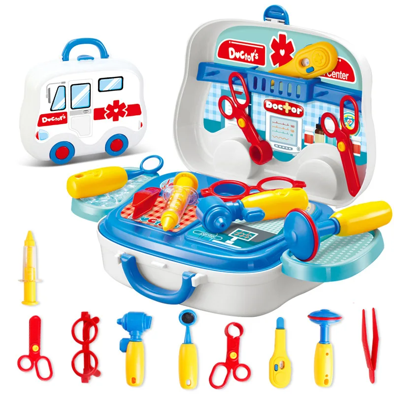 Kid Doctor Set Mini Medical Tools Kit 13pcs Nurse Medicine Box Baby Education Pretend Play Toys