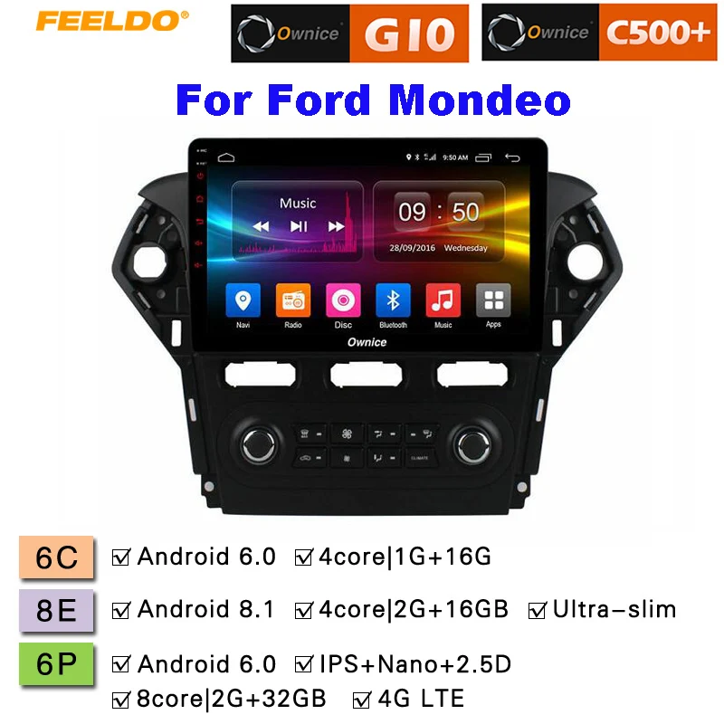FEELDO 10 1 &quot2.5D Nano IPS экран Android 6 0 Octa Core/DDR3 2G/32G/4G LTE автомобильный медиаплеер для Ford Mondeo