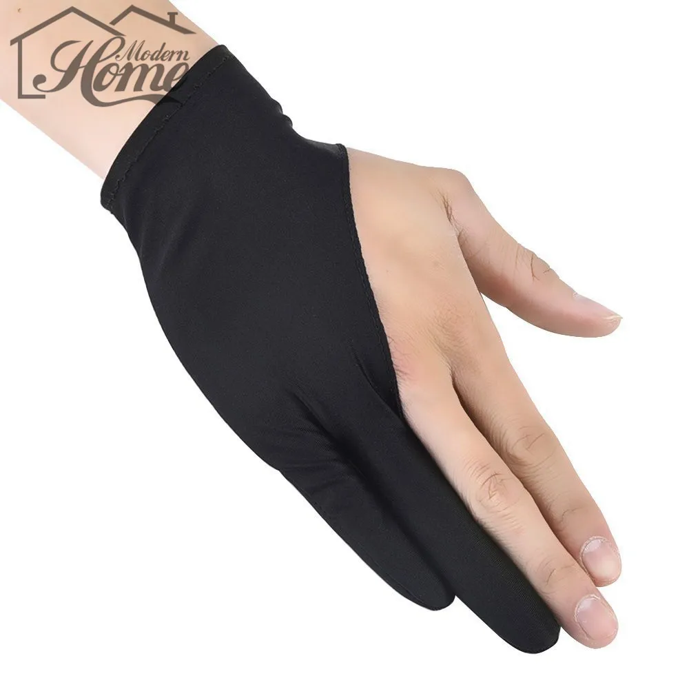 2 шт перчатки для рисования анти-обрастающие перчатки для любого графического планшета черный 2 пальца оба для правой левой руки свободный размер