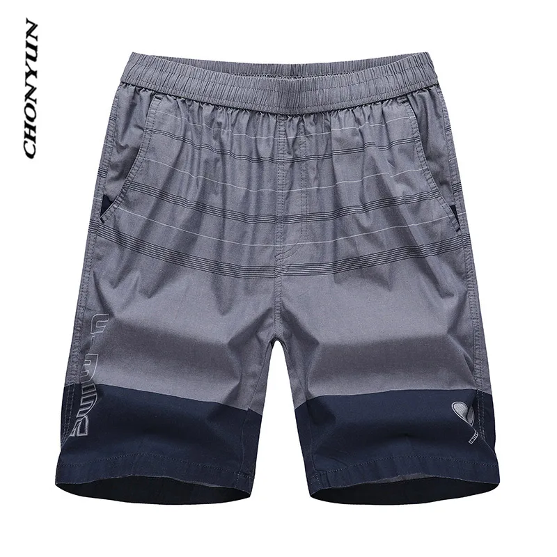 Прямая мужские летние повседневные шорты с эластичным карманом дышащие спортивные полосатые хлопковые шорты для бега Большие размеры