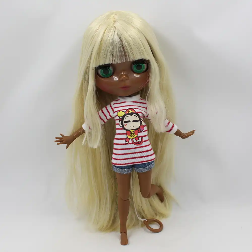 Blyth Nude Doll 30cm Super Black Dark Skin Tone Yellow Mix White