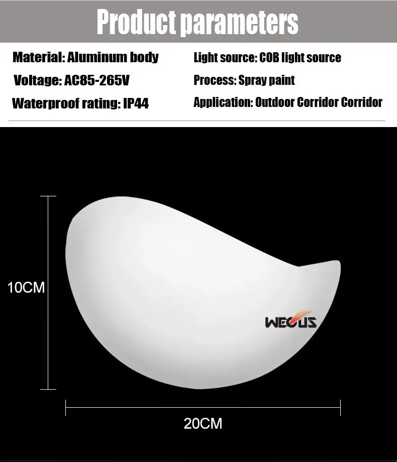 WECUS) новые продукты IP44 6 Вт водонепроницаемый наружный/закрытый светодиодный настенный светильник современный алюминиевый AC90~ 260 в современное освещение