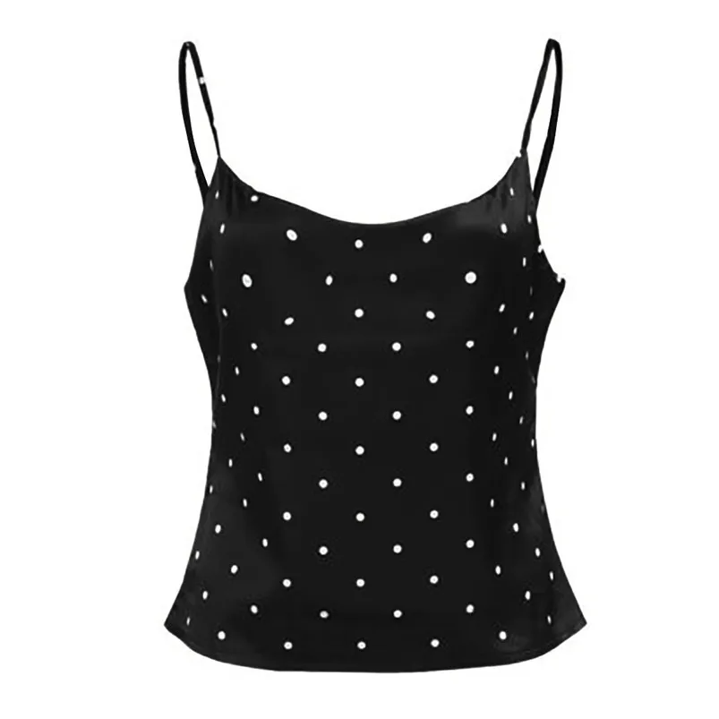 Sexy Women Polka Dot Satin Silk Tank Tops Female Camisas Sleeveless Top Female Summer Topicals For Women Vest R15 (10)