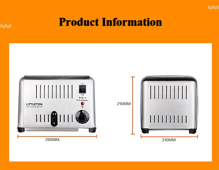 4 слота тостер для хлеба домашний помощник для завтрака бытовой тостер полностью из нержавеющей стали тост печь ETS-4