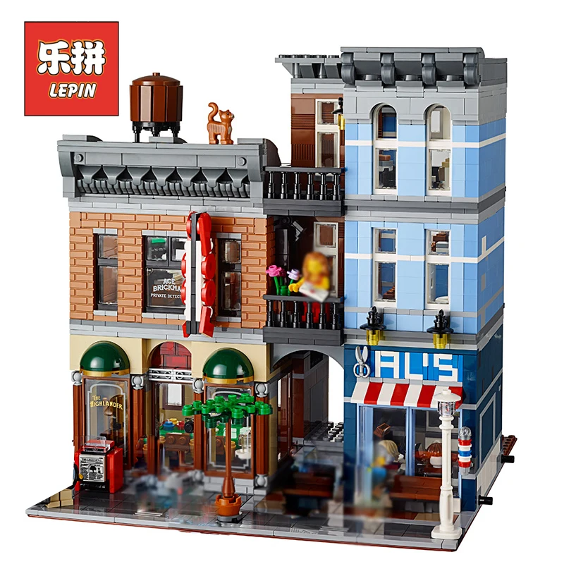 

Lepin 15011 Creator City Street View Series Detective Agency Model Building Kits Blocks Bricks Set DIY Collection Toys for Child