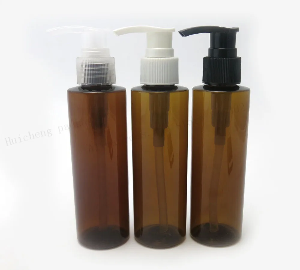30 X 150ml Refillable Amber PET lotion Pump bottle 150cc Brown Plastic