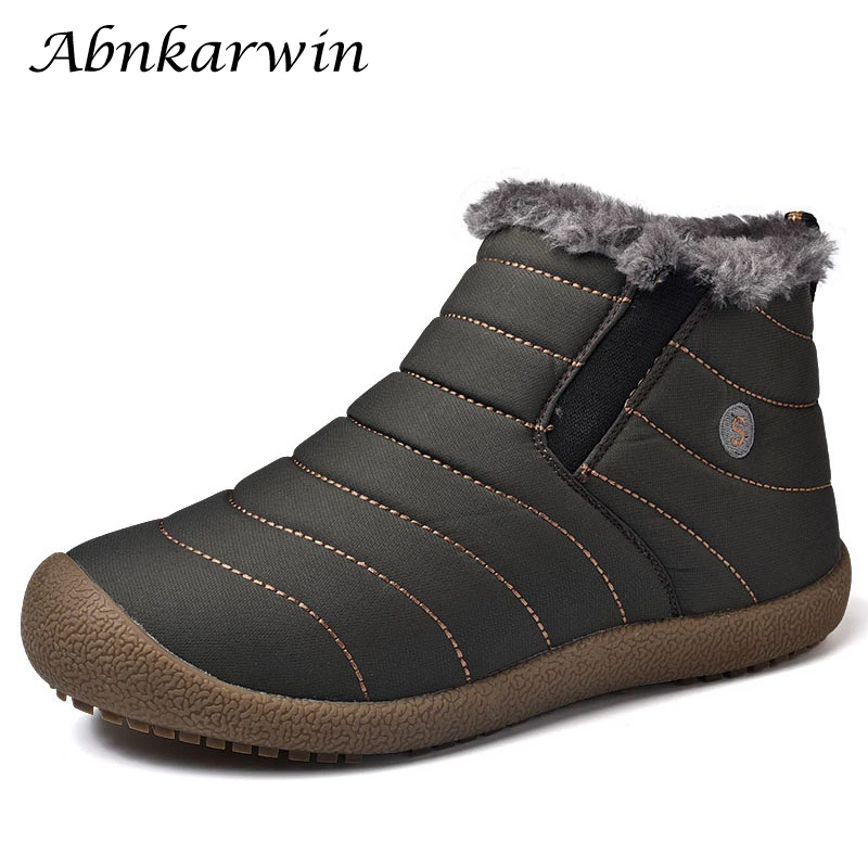

New Fashion Men Winter Shoes Solid Color Snow Boots Cotton Inside Anti-skid Bottom Keep Warm Waterproof Ski Boots