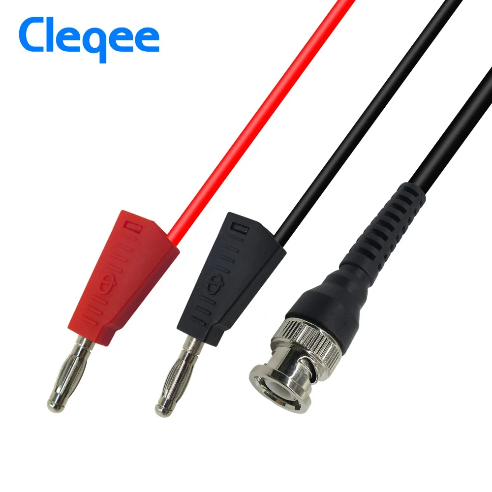 

Cleqee P1009 BNC Q9 To Dual 4mm Stackable Banana Plug with Socket Test Leads Probe Cable 120CM
