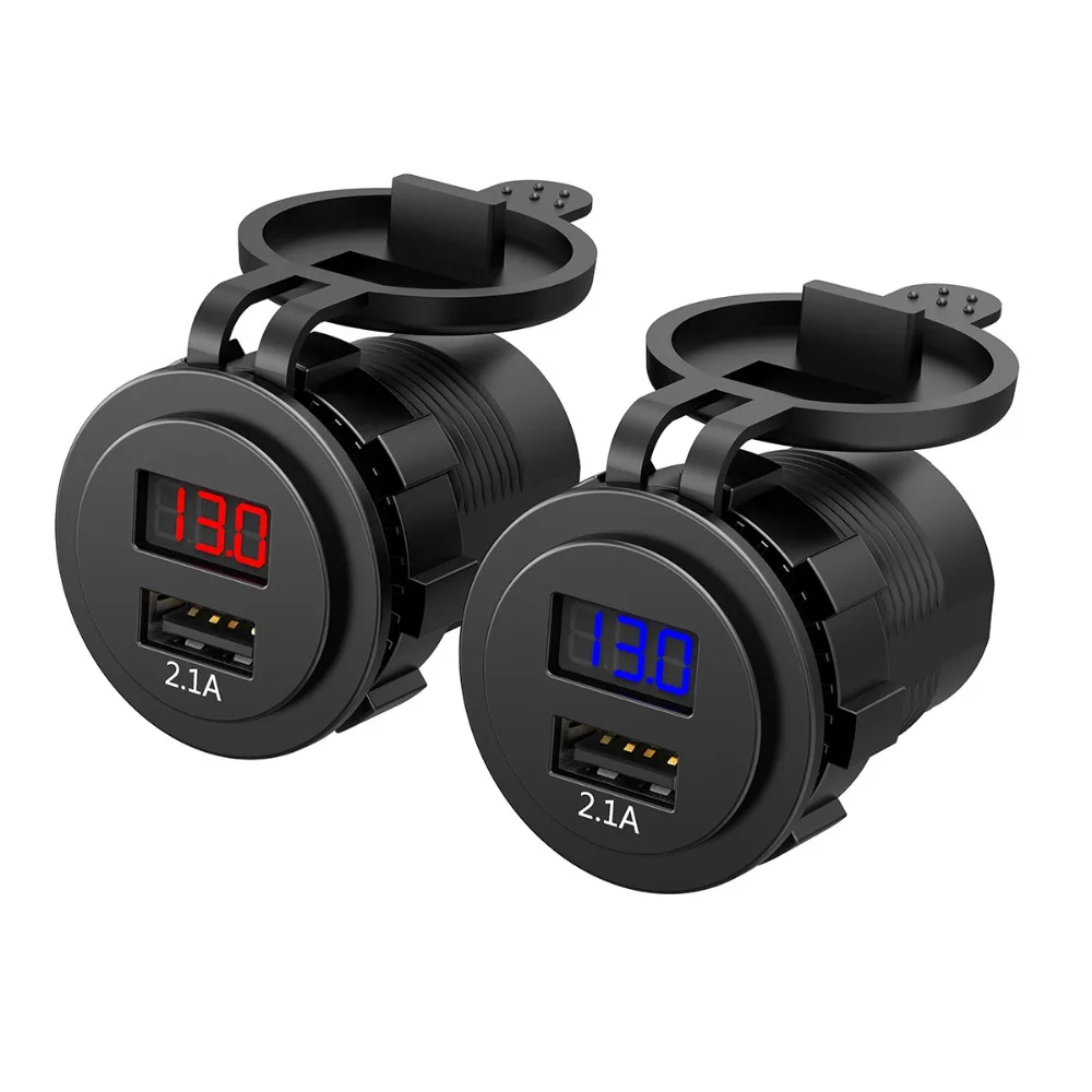 Chelink 12 V/24 V Автомобильное зарядное устройство с двумя usb-разъемами зарядное устройство с цифровой индикатор напряжения для автомобильного мотоцикла