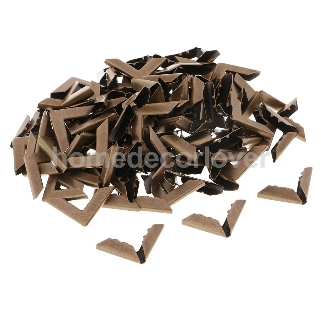 100 PCS Vintage Decorative Metal CORNER PROTECTORS for Scrapbook Photo Album Menus Folders Book Decoration Craft Nostalgic Retro