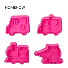 4 шт./лот, серия транспортных средств, пластиковые формочки для печенья, Набор детских любимых игрушек, автобус скорой помощи, локомотив, форма бака, формочки для печенья