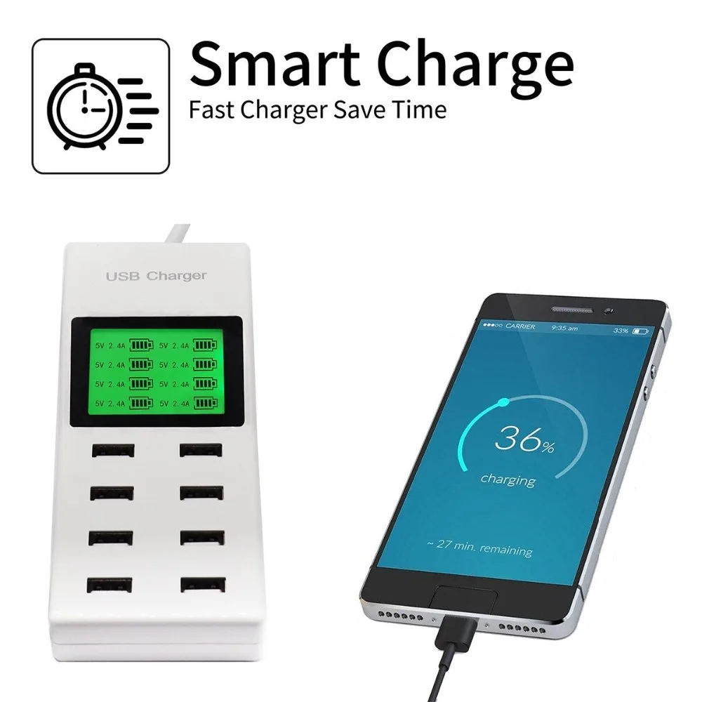 8 PortUSB Charger For Oneplus 5t For Xiaomi Redmi 5 5 Plus 4x Universal Portable Wall