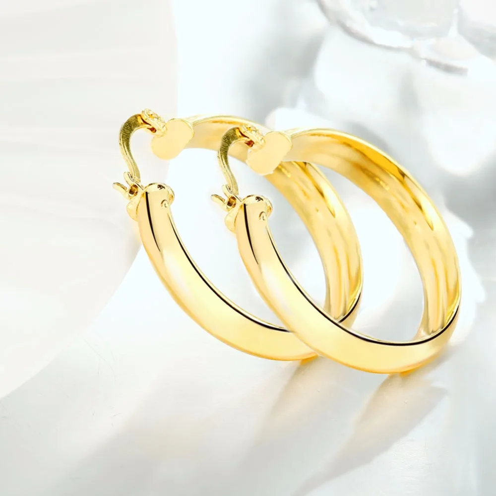 wholesale gold filled hoop earrings for women,fashion silver / gold color women jewelry 34mm ...