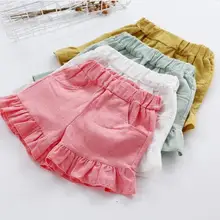 Новинка года, хлопковые шорты для девочек Однотонные штаны с бантом для маленьких девочек повседневные штаны для подростков детская одежда ярких цветов