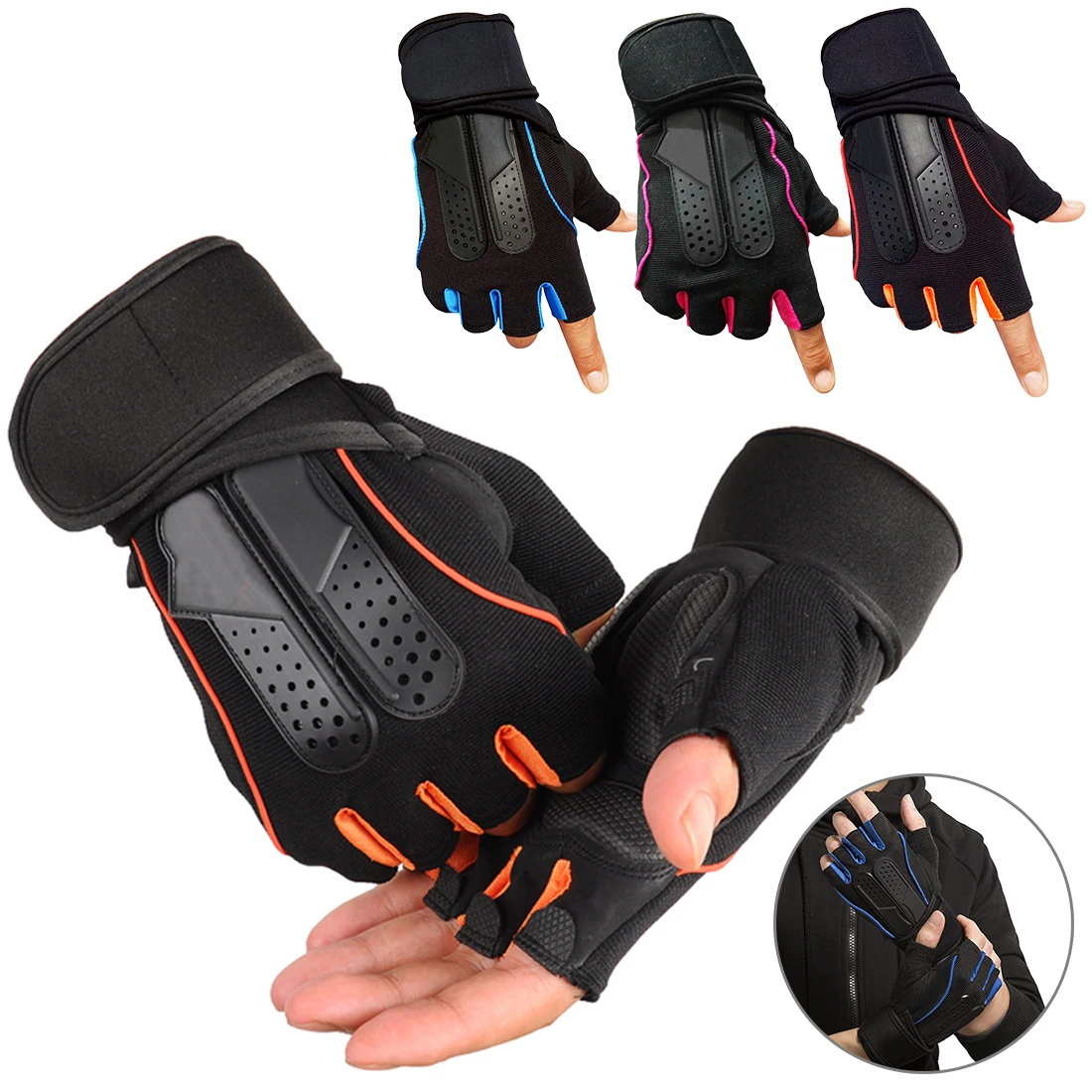 1 Pair Sports Fitness Weight Lifting Gym Gloves Men Women Training Half