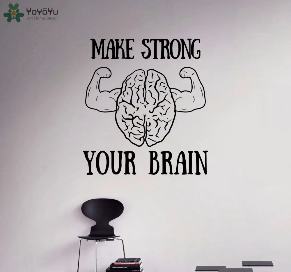 

YOYOYU Wall Decal Inspiration Quotes Make Strong Your Brain Vinyl Wall Stickers For Kids Rooms Inteiror Design Home Decor SY780