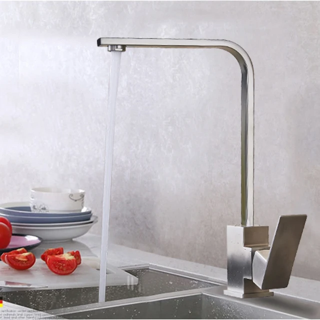 Special Price Kitchen Faucet Chrome/Brushed Brass Deck Kitchen Sinks Faucet High Arch 360 Degree Rotating Swivel Cold Hot Mixer Water Tap