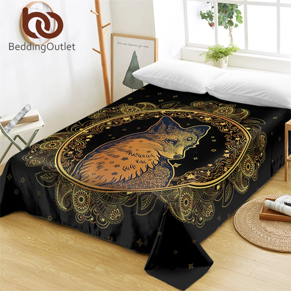 BeddingOutlet Golden Fox Bed Sheets for Kids Animal Stars Flat Sheet