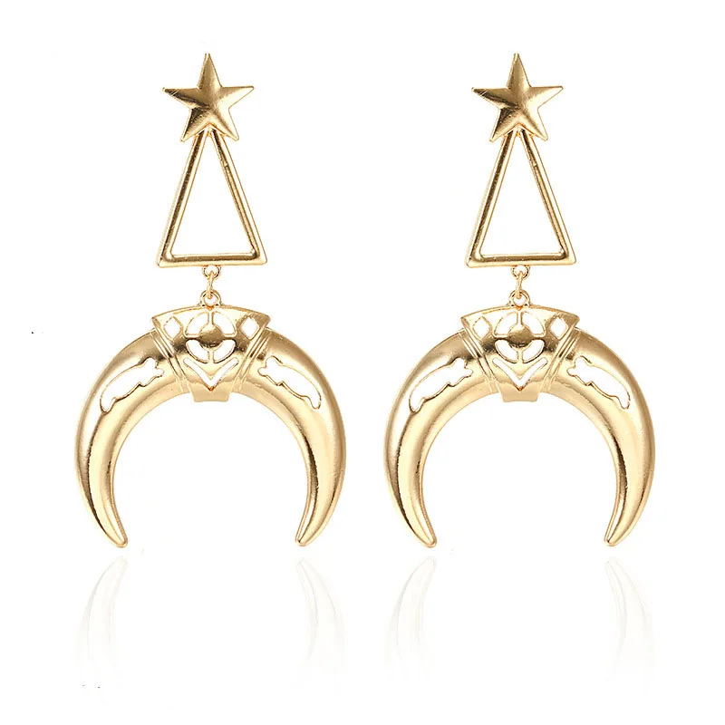 

Trendy Romantic Small Gold/Silver Star Moon Shape Dangle Earrings Women Party Girlfriend Gift Oorbellen Jewelry