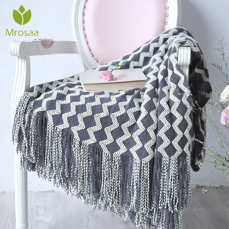 

Summer Blanket with Tassel Throw Blanket for Bed Sofa Air-conditioned Room Home Textile Fashion Tippet 120x230cm Knitted Carpet