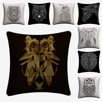 

Geometric Animals Sketch Painting Decorative Cotton Linen Cushion Cover 45x45cm For Sofa Chair Pillowcase Home Decor Almofada