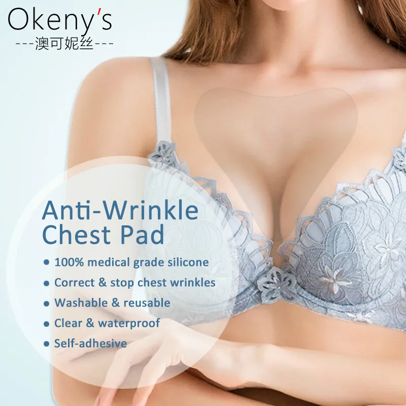 

100% Medical Grade Silicone Anti Aging Anti Wrinkle Chest Pad Lightening Skin Fine Lines Reusable Self Adhesive Chest Pads