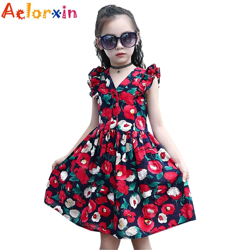 

Kids Flower Dresses for Girls Summer Princess Dress Infant Vestdio Child Floral A-line Clothes 4 8 9 12 Years Girls Formal Dress