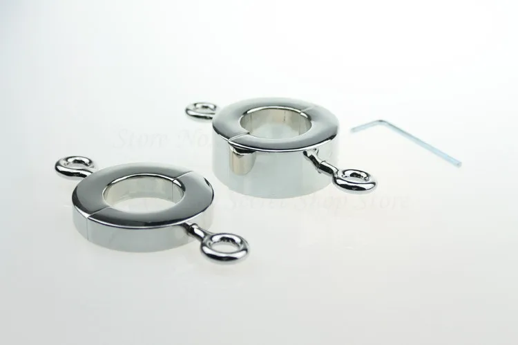2 Size Male Chastity Device,Beginner Metal Ball Stretcher Scrotum Pendant Testis Restraint Penis Lock,Cock Ring,Adult Game Toys