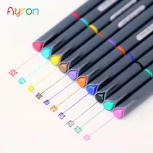 Ayron 10 Цвета 0.38 мм Fineliner ручки с книжка-раскраска маркеры super fine рисовать Цвет ручка Книги по искусству маркером на водной основе чернила
