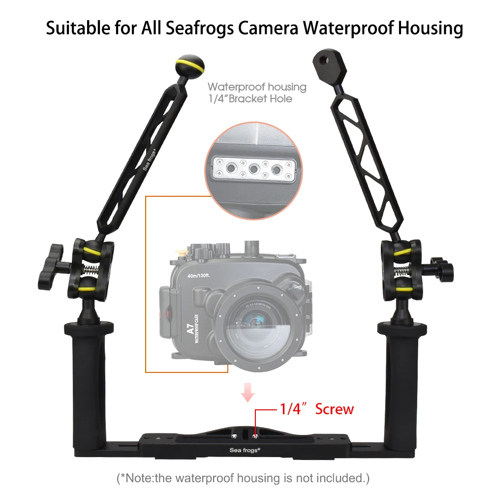 Diving Photography Sport Stabilizer Camera Housing Tray Set Arm System 1/4 Screw Dual Handle Aluminum Alloy Camera DSLR Tray
